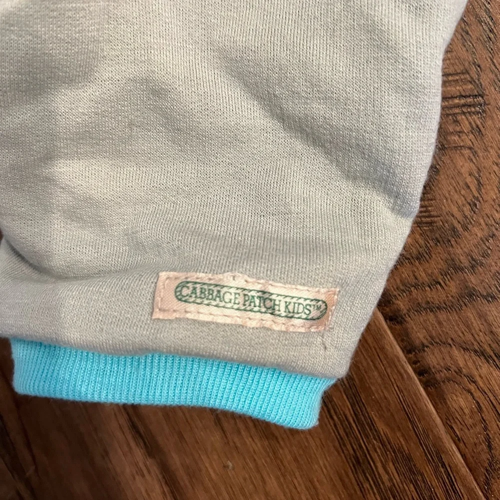 Vintage Cabbage Patch Gray and Blue Baby Doll Outfit Jogger with Cat Embroidery